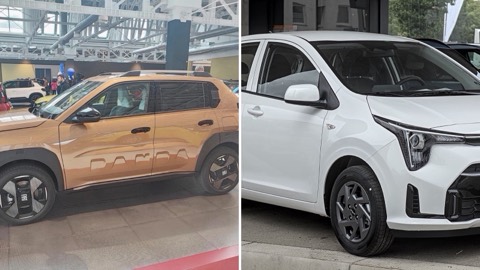 Fiat Panda y Kia Picanto uno junto al otro, en una imagen dividida en dos mitades